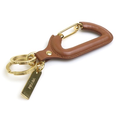 プラダ PRADA チャーム キーリング レザー/メタル ブラウン/ゴールド ユニセックス【中古】 e62307k