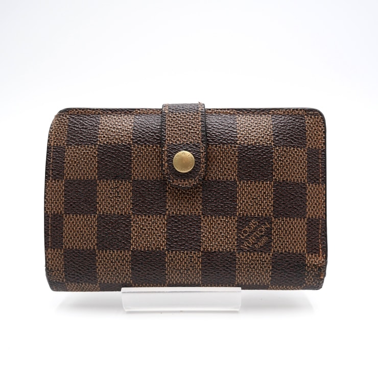 LOUIS VUITTON(ルイ ヴィトン)ポルトモネ・ビエ ヴィエノワ ダミエ エベヌ 二つ折り財布 がま口 ゴールド金具 レディース【中古】