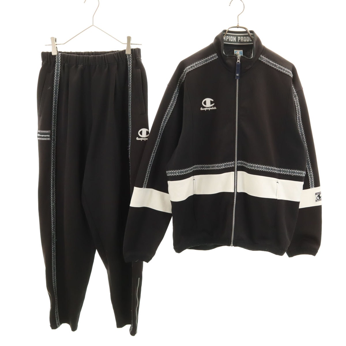 Champion チャンピオン 80s 90s オールド トラックジャケット 上下セットアップ XO ブラック ジャージ ビックサイズ