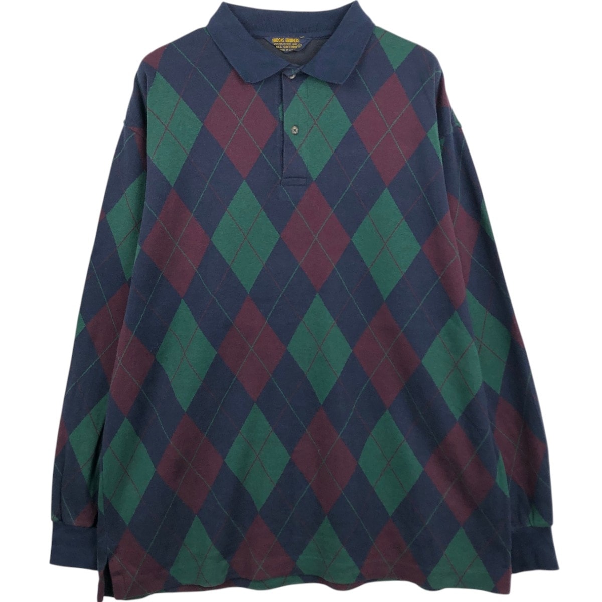 古着 ブルックスブラザーズ Brooks Brothers Est.1818 アーガイル柄 長袖 ポロシャツ USA製 メンズL相当/eaa677658