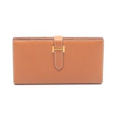 エルメス HERMES ベアンスフレ ゴールド 二つ折り長財布 財布 ヴォーエプソン ヴォーエプソン U刻印(2022年製造) レディース ブラウン系 【中古】