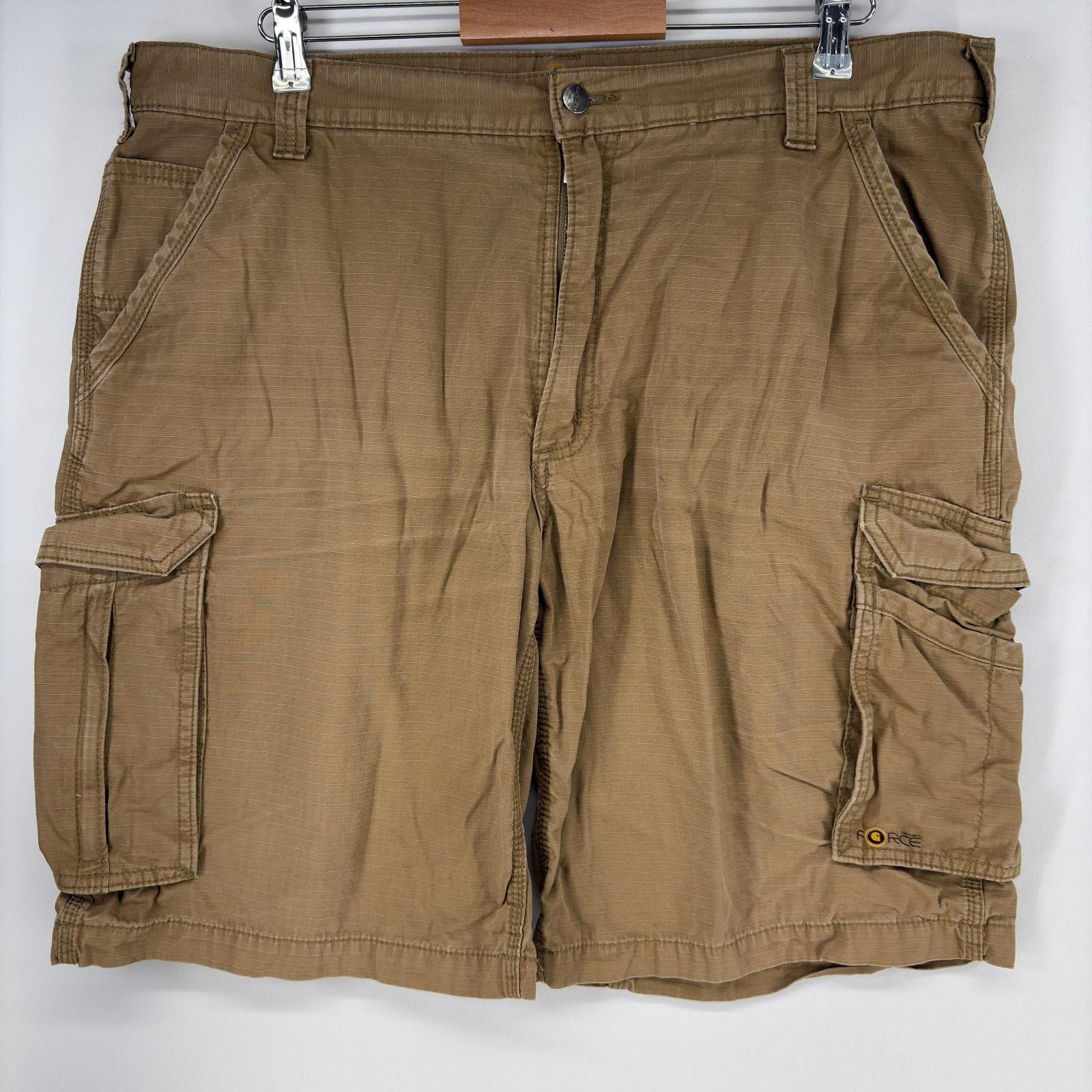 古着 カーハート Carhartt ダック ショートパンツ ワーク カーゴ ワンポイントロゴ リップストップ w40 ブラウン系 メンズ