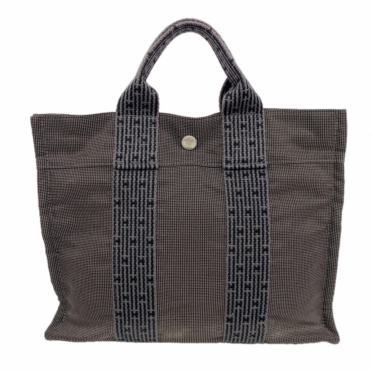 【6fe6583】エルメス ハンドバッグ エールラインPM キャンバス グレー シルバー金具【中古】レディース