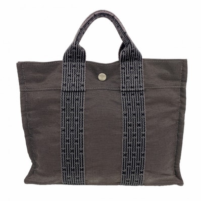 【6fe6583】エルメス ハンドバッグ エールラインPM キャンバス グレー シルバー金具【中古】レディース