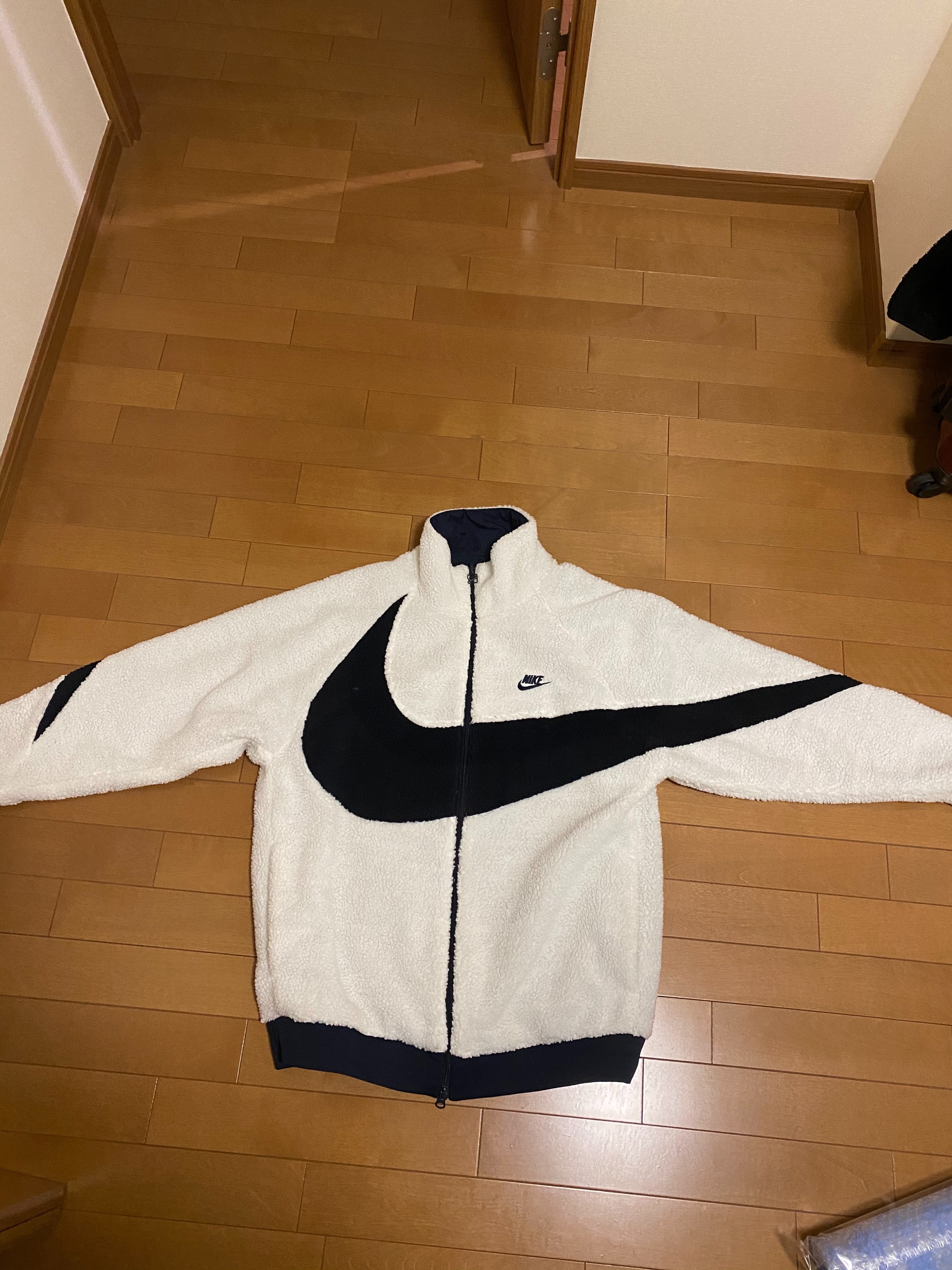 Nike Big Swoosh Reversible Boa Jacket "Sail/Dark Obsidian"