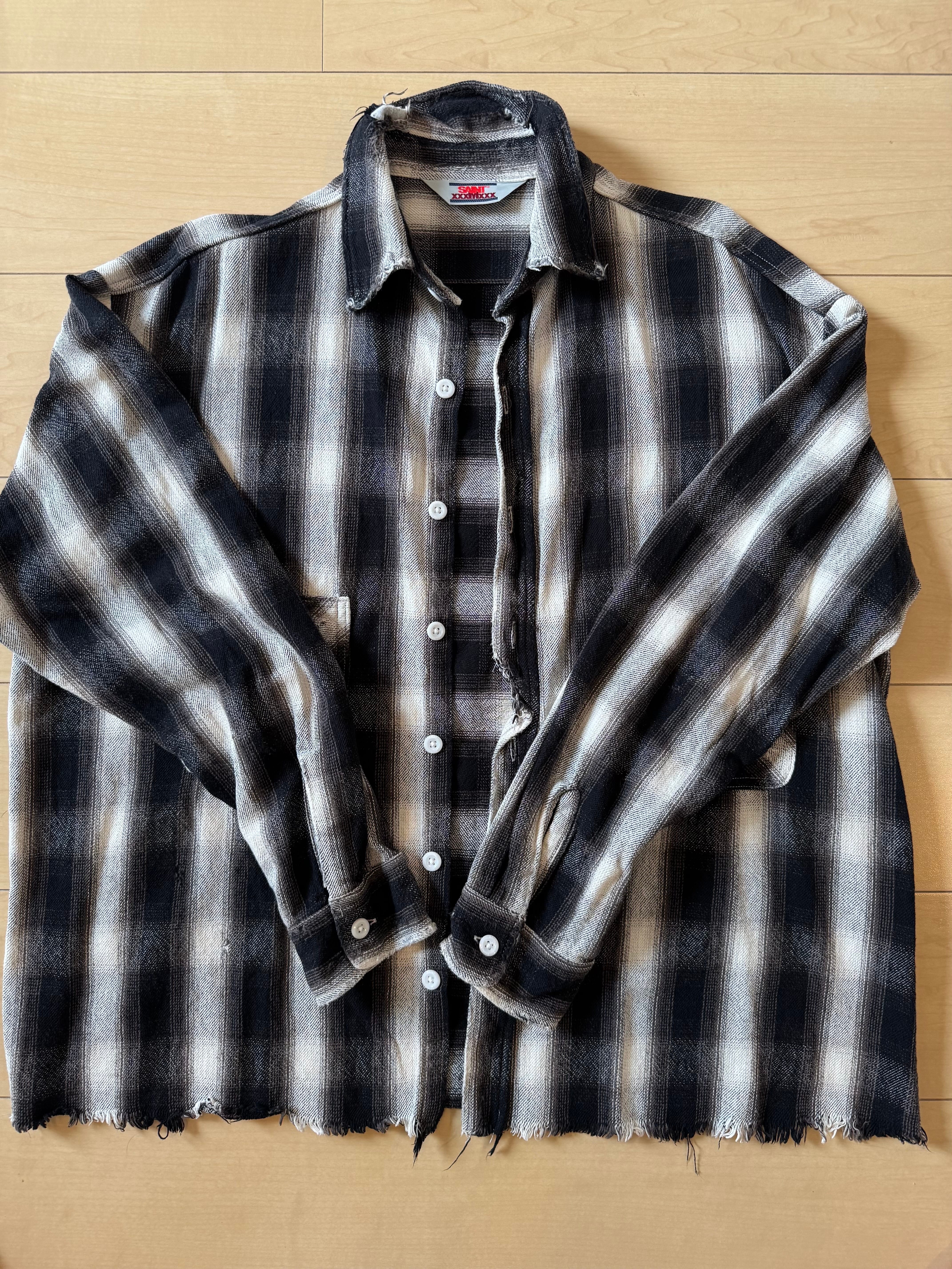 Saint Mxxxxxx Flannel Shirt Check "Black/White"