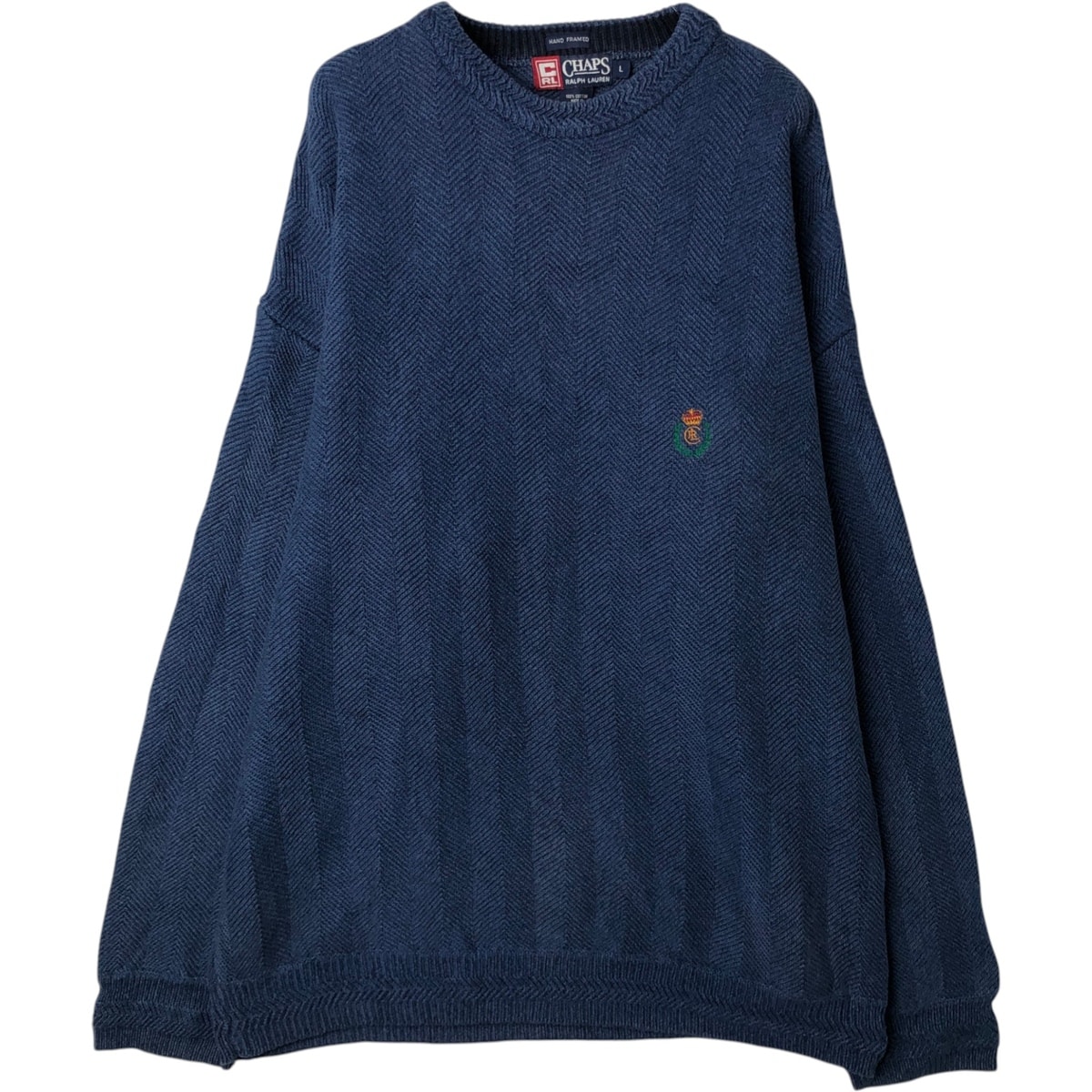 古着 90年代 ラルフローレン Ralph Lauren CHAPS チャップス ヘリンボーン コットンニットセーター メンズL相当 ヴィンテージ/eaa627448