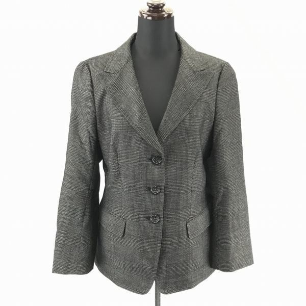 正規代理店タグ★MaxMara★チェック柄/ウールジャケット/ブレザー【38/Women's size -M/ダークグレー】秋冬シングル/総裏仕様◆BC314W