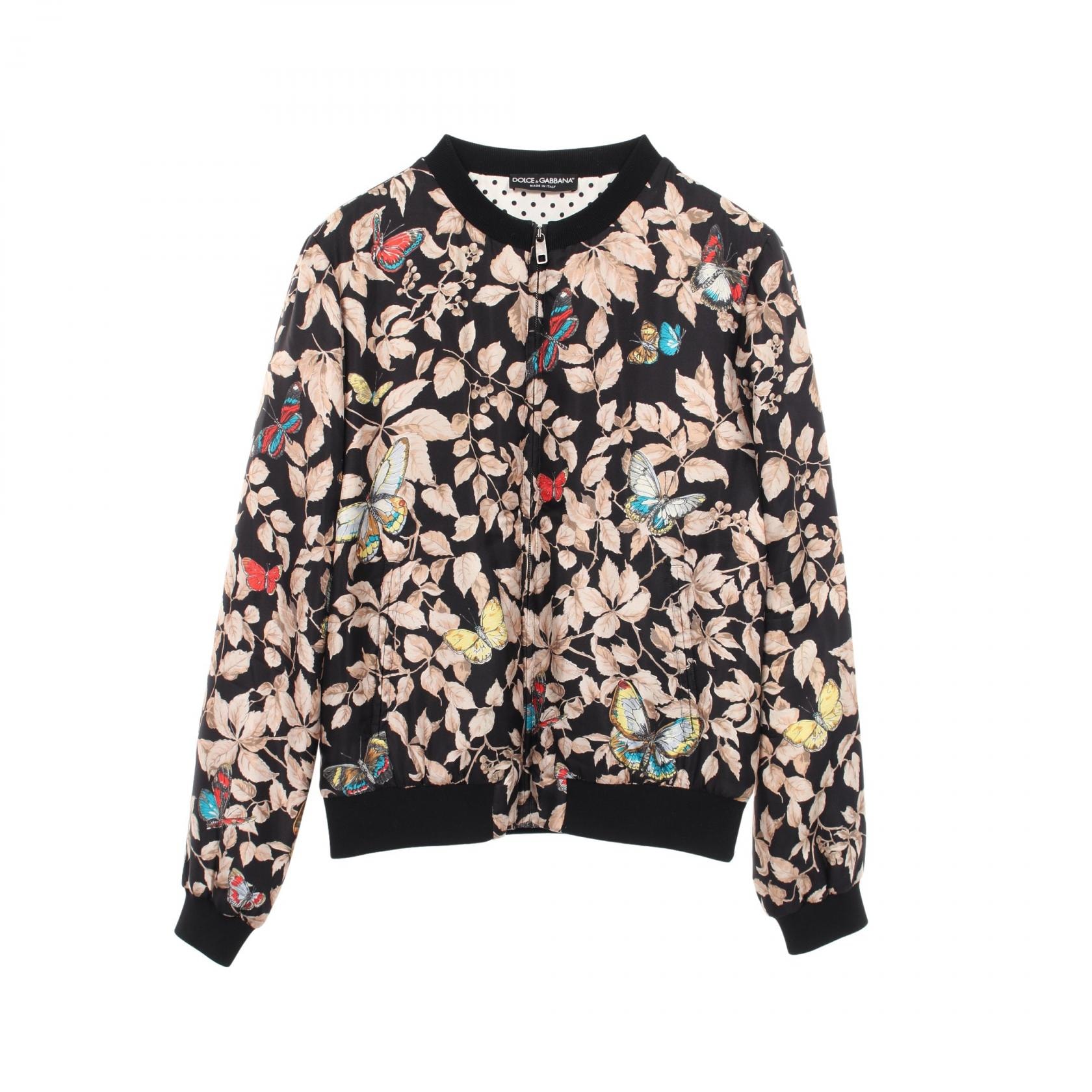 ドルチェアンドガッバーナ DOLCE & GABBANA バタフライ柄 中綿 ブルゾン 衣料品 アウター シルク メンズ ブラック系 / ベージュ系 / マルチカラー 【中古】