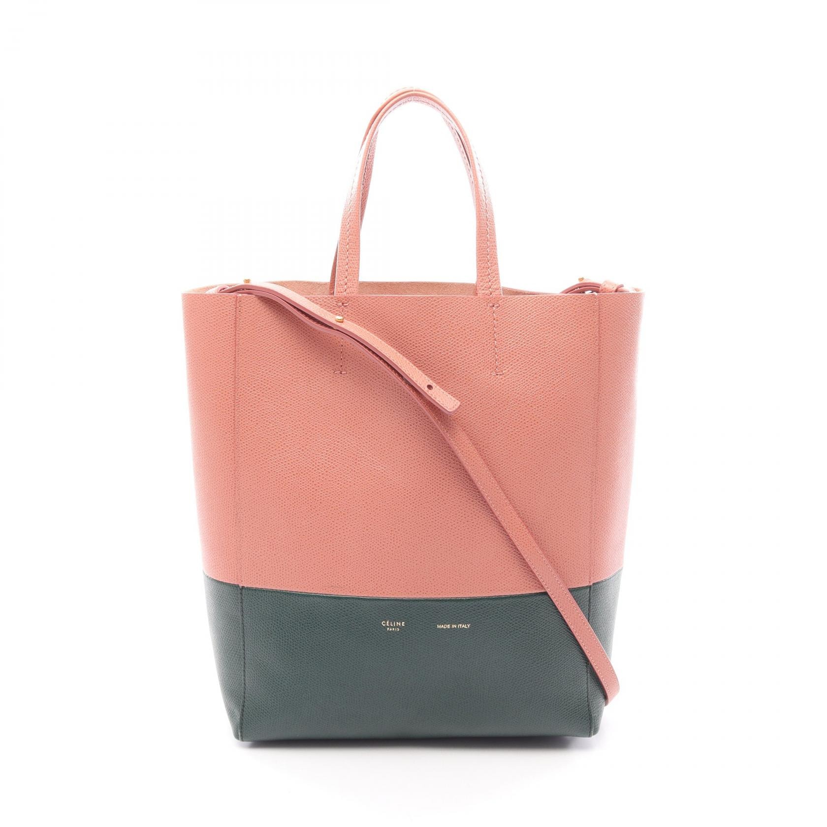 セリーヌ CELINE バーティカル スモール カバ 2WAY トートバッグ バッグ レザー レディース ピンク系 / グリーン系 189813 【中古】