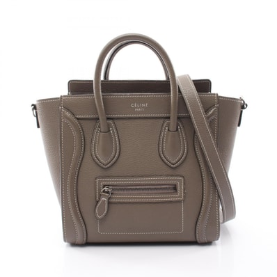 セリーヌ CELINE ラゲージ ナノショッパー 2WAY ハンドバッグ バッグ レザー レディース グレー系 【中古】