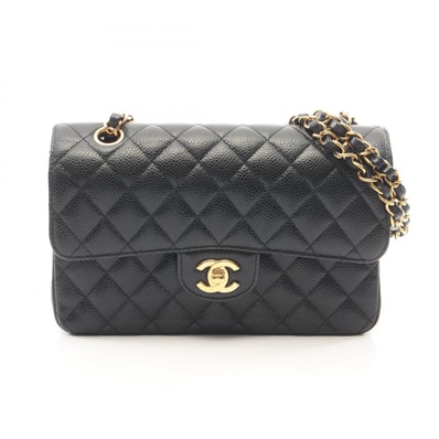 シャネル CHANEL マトラッセ Wフラップ ショルダーバッグ バッグ キャビアスキン(グレインドカーフ) レディース ブラック系 【中古】