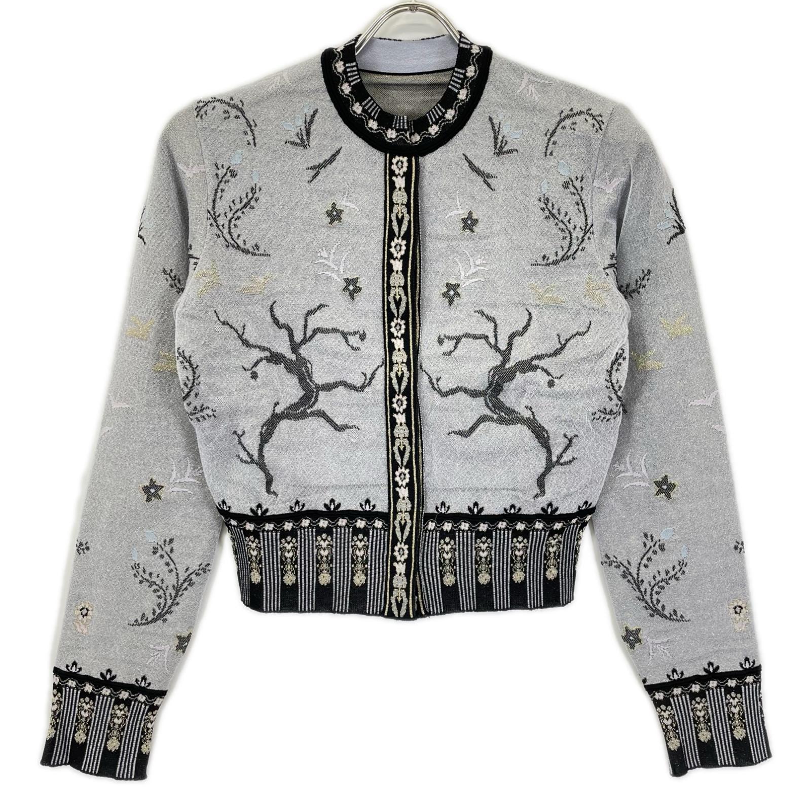 マメクロゴウチ 26SS MM26SS-KN087 ブラック Layered Jacquard Knit Cardigan/レイヤードジャガードニットカーディガン 1
