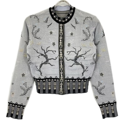 マメクロゴウチ 26SS MM26SS-KN087 ブラック Layered Jacquard Knit Cardigan/レイヤードジャガードニットカーディガン 1
