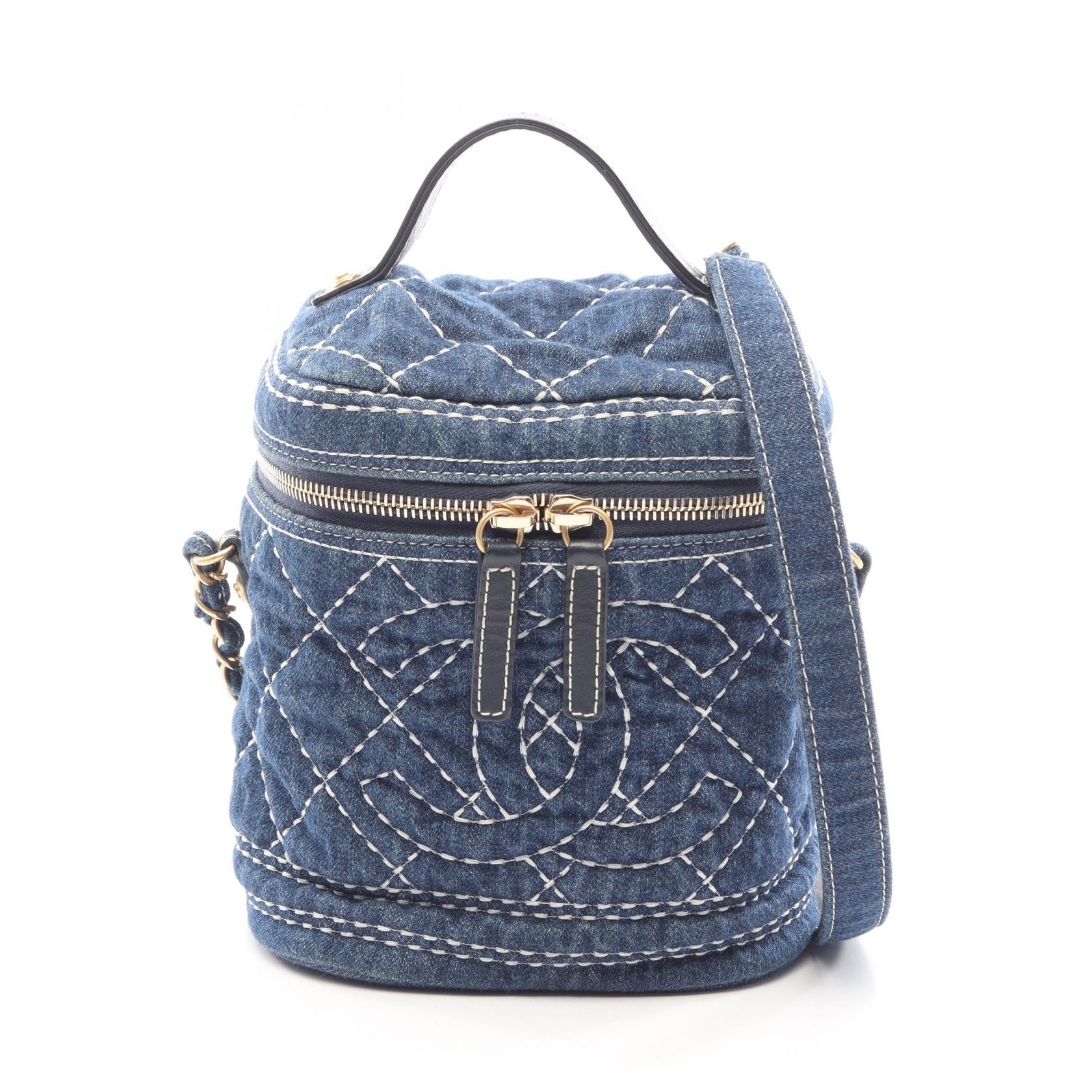 シャネル CHANEL ココマーク バニティバッグ 2WAY ショルダーバッグ バッグ デニム レディース ネイビー系 AS1336 【中古】