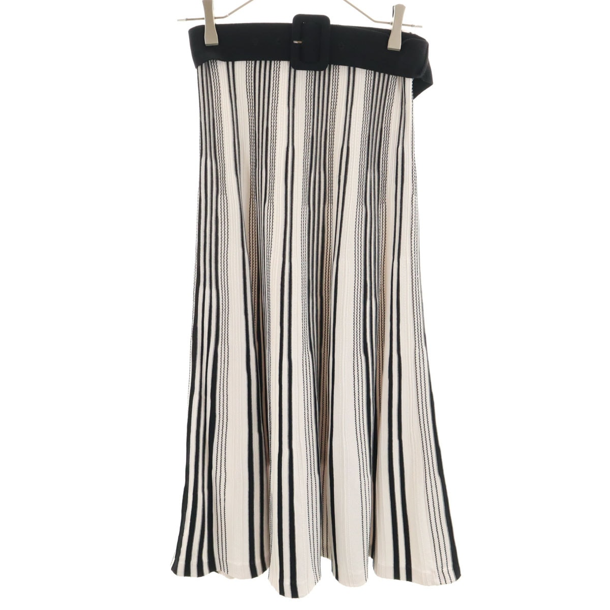Mila Owen ミラオーウェン ストライプ柄 ニット ロングスカート ホワイト