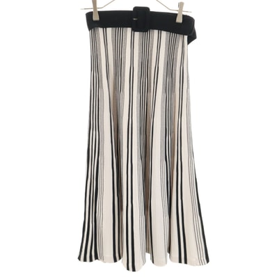 Mila Owen ミラオーウェン ストライプ柄 ニット ロングスカート ホワイト