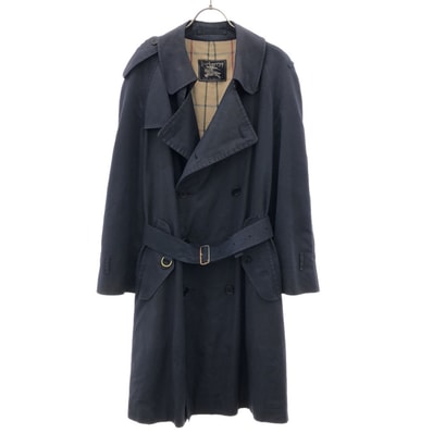 Burberrys バーバリーズ 70s 80s 英国製 長袖 トレンチコート ネイビー 裏チェック オールド ヴィンテージ