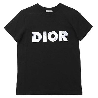 【SALE】DIOR AND DANIEL ARSHAM ディオール ダニエル・アーシャム 半袖カットソー ロゴ プリント コットン100% Tシャツ トップス キッズサイズ メンズ レディース ユニセックス サイズ 12+ ブラック 黒 ポルトガル製