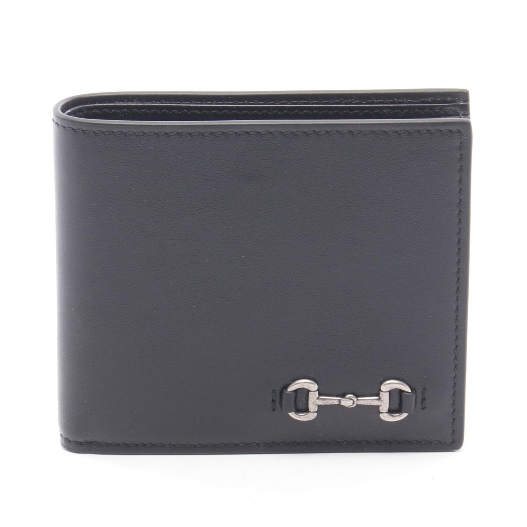 グッチ GUCCI ホースビット 二つ折り財布 財布 レザー メンズ ブラック系 846953AAFP11000 【新品】