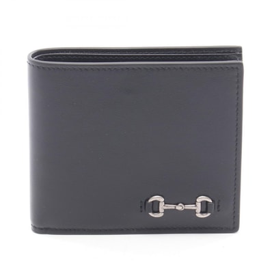 グッチ GUCCI ホースビット 二つ折り財布 財布 レザー メンズ ブラック系 846953AAFP11000 【新品】