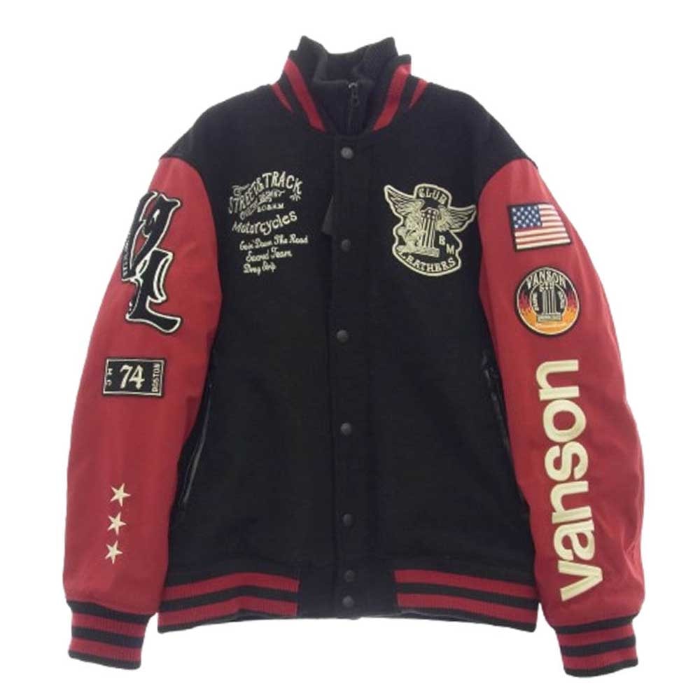 VANSON バンソン ジャケット NVJK-2104 メルトン ワッペン スタジアム ジャケット レッド系 ブラック系【中古】