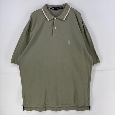 古着 90's/90年代 ノーティカ NAUTICA ポロシャツ ワンポイント ロゴ 刺繍 鹿子 ポロシャツ 2XL グリーン系 メンズ