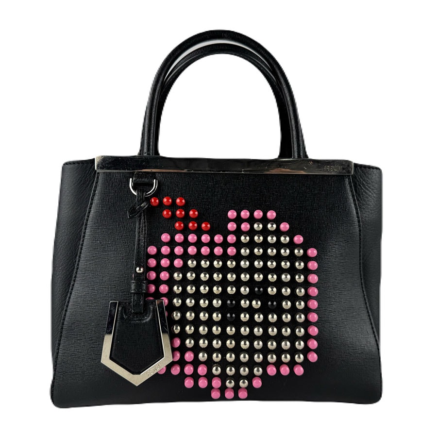 フェンディ FENDI ハンドバッグ ショルダーバッグ プチ トゥージュール レザー/メタル ブラック/ピンク/シルバー レディース 8BH253-67L【中古】 z8242