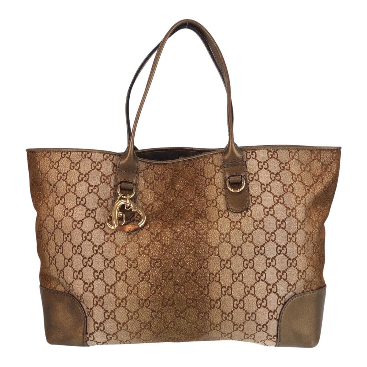 美品 GUCCI グッチ ブラウン ゴールド金具 GGキャンバス レザー/ トートバッグ ショルダーバッグ 506658 【中古】