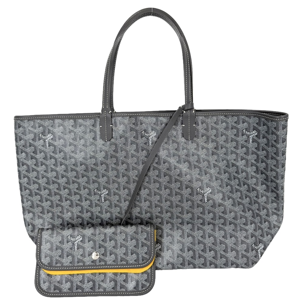 GOYARD ゴヤール トートバッグ サンルイPM ハンドバッグ ポーチ付き 肩掛け コーティングキャンバス  レザー   グレー シルバー金具 レディース【中古品】