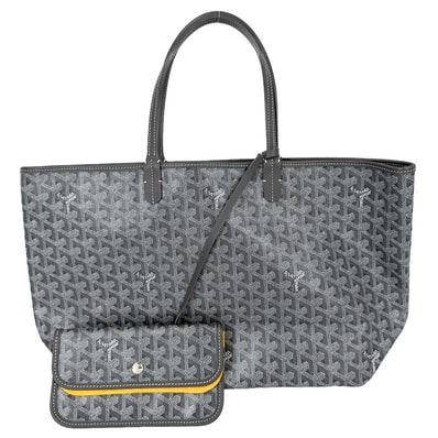 GOYARD ゴヤール トートバッグ サンルイPM ハンドバッグ ポーチ付き 肩掛け コーティングキャンバス レザー グレー シルバー金具 レディース【中古品】