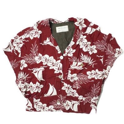 77circa x Ray BEAMS ナナナナサーカ レイビームス 別注 リメイクアロハブラウス ONE SIZE レッド 半袖 オープンカラー シャツ 花柄 トップス g11202