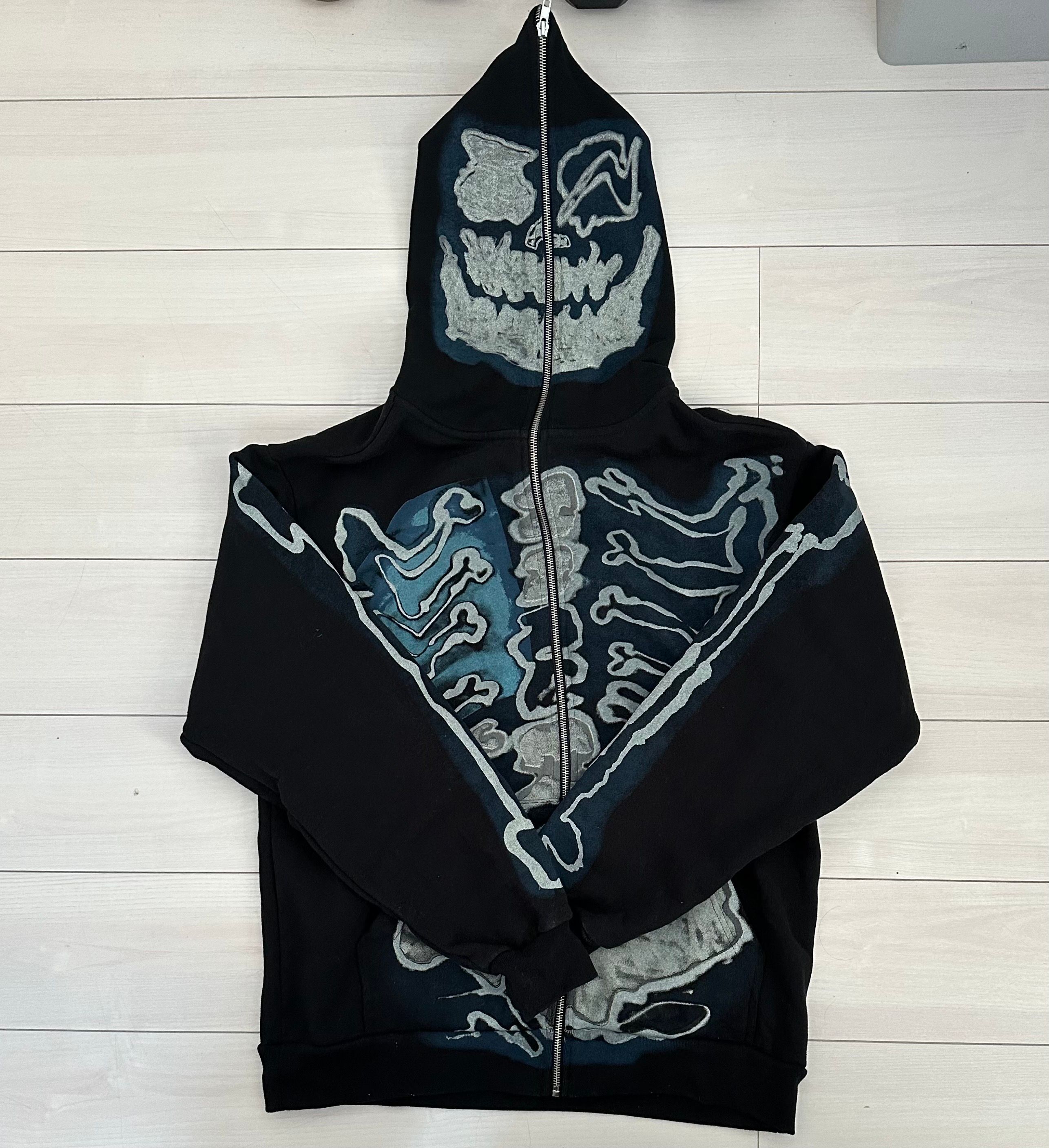 Travis Scott Cactus Jack For Fragment Skeleton Graffiti Full Zip Hoodie "Black"