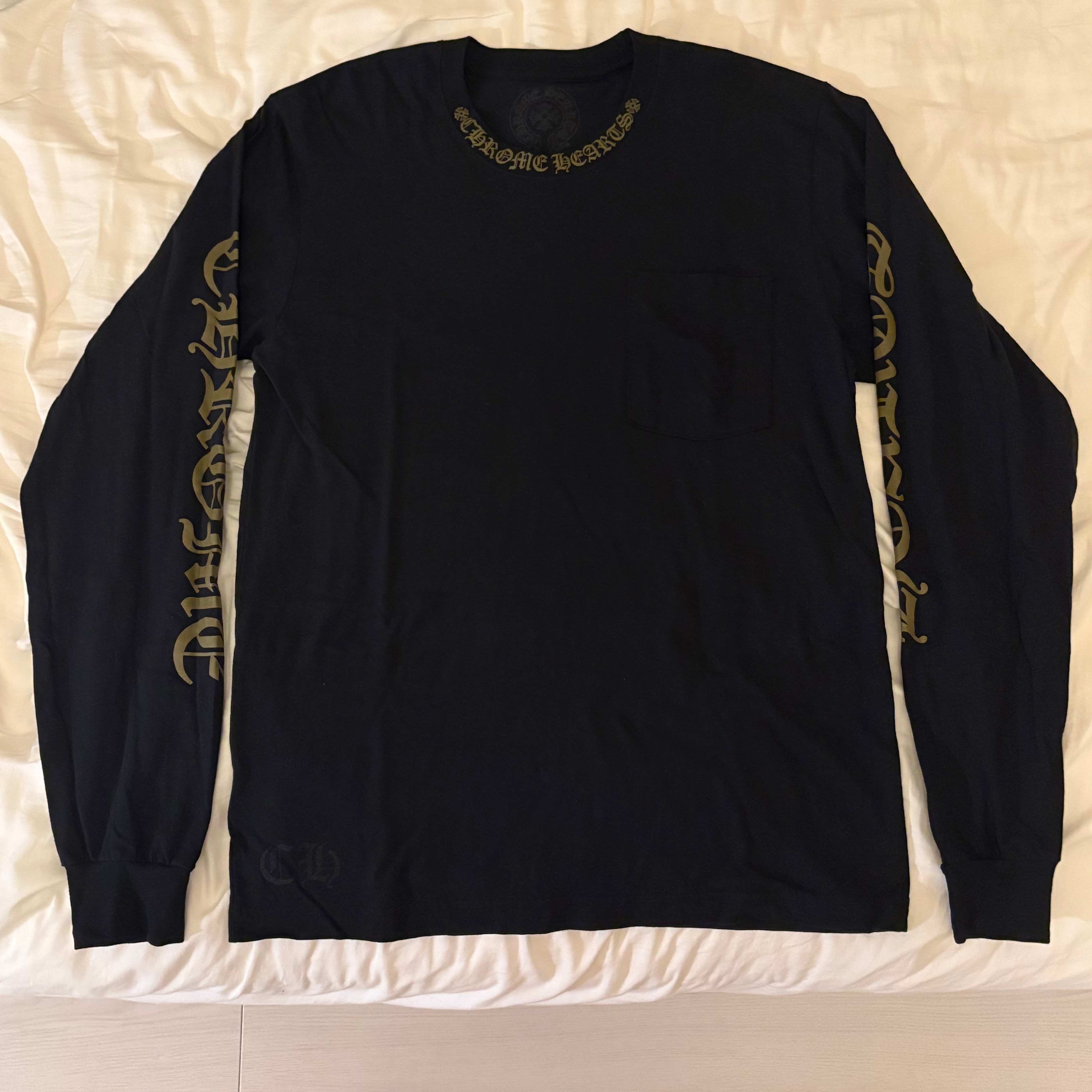 Chrome Hearts Neck Logo Pocket L/S T-Shirt "Black/Gold"