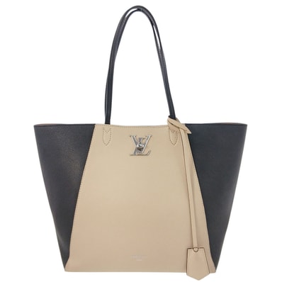 LOUIS VUITTON ルイ・ヴィトン ロックミー カバ トートバッグ M42289 レザー ベージュ ブラック シルバー金具 レディース【中古】