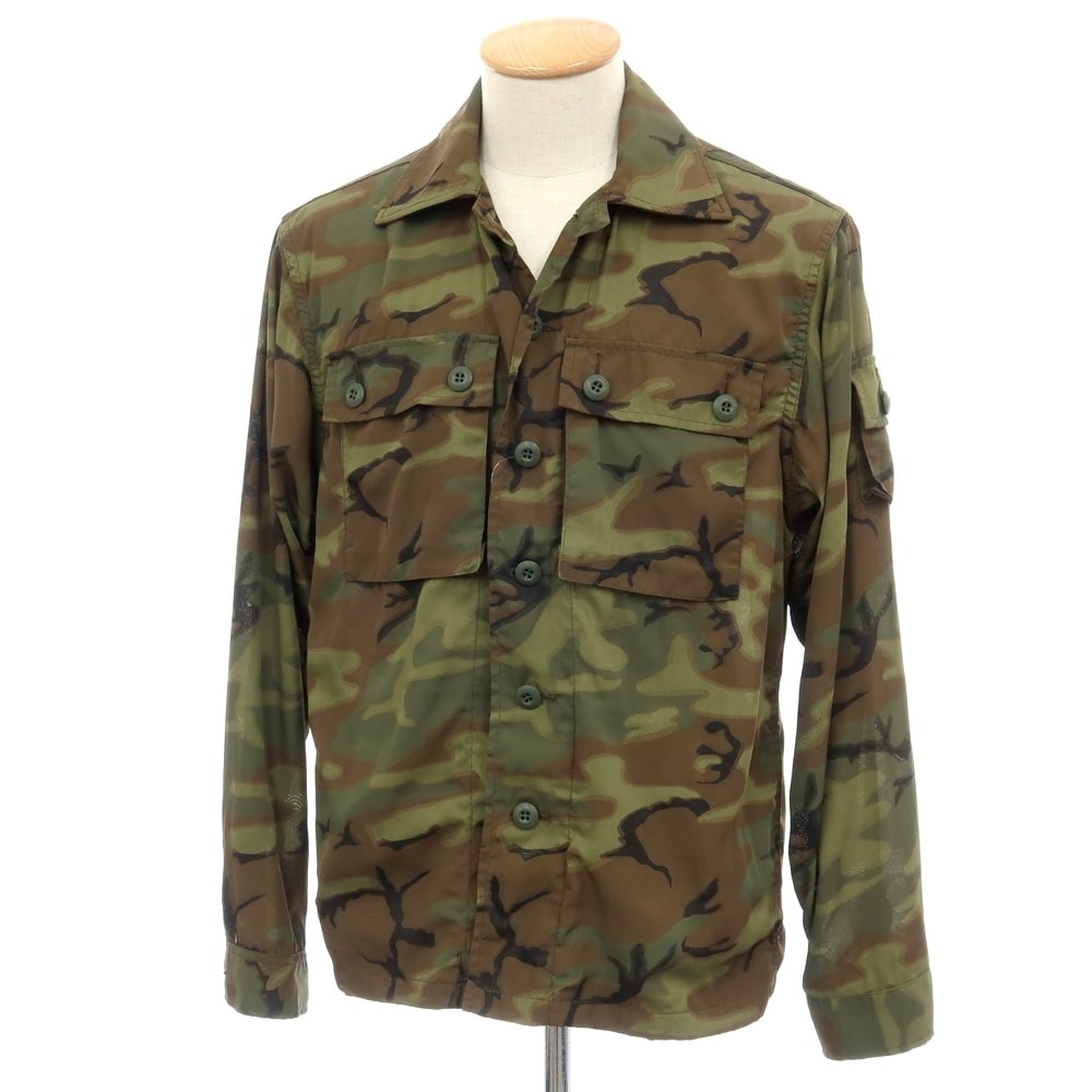 【中古】ビームスプラス BEAMS PLUS メッシュ カモフラージュ ジャカード マッピングプリント ミリタリージャケット オリーブ【サイズS】【メンズ】