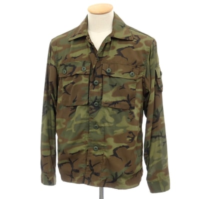 【中古】ビームスプラス BEAMS PLUS メッシュ カモフラージュ ジャカード マッピングプリント ミリタリージャケット オリーブ【サイズS】【メンズ】