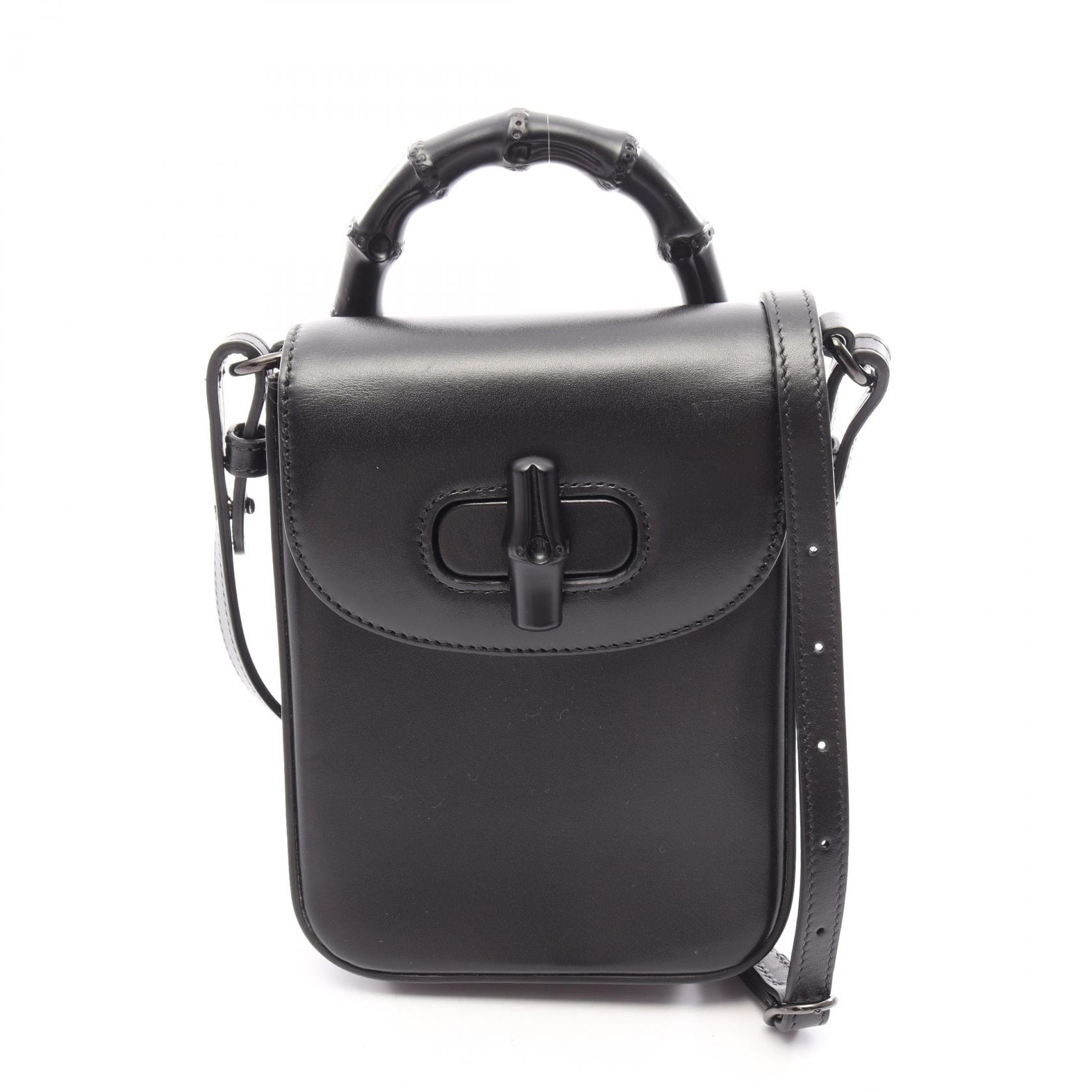 グッチ GUCCI バンブー 2WAY ハンドバッグ バッグ レザー レディース ブラック系 702106 【中古】