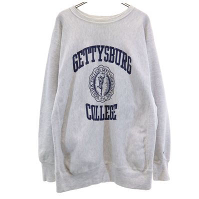 Champion チャンピオン 90s USA製 オールド 刺繍タグ カレッジ 長袖 リバースウィーブ スウェット トレーナー XL グレー 裏起毛