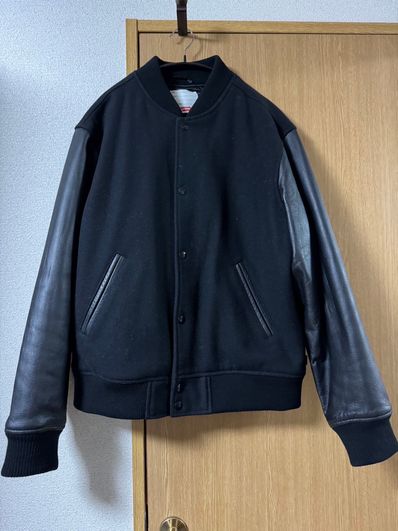 Supreme motion logo varsity jacket best sale black