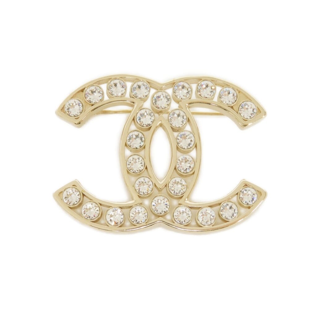 CHANEL シャネル ココマーク クリスタル クリア ゴールド L21 CCマーク ラインストーン クリア ブローチ