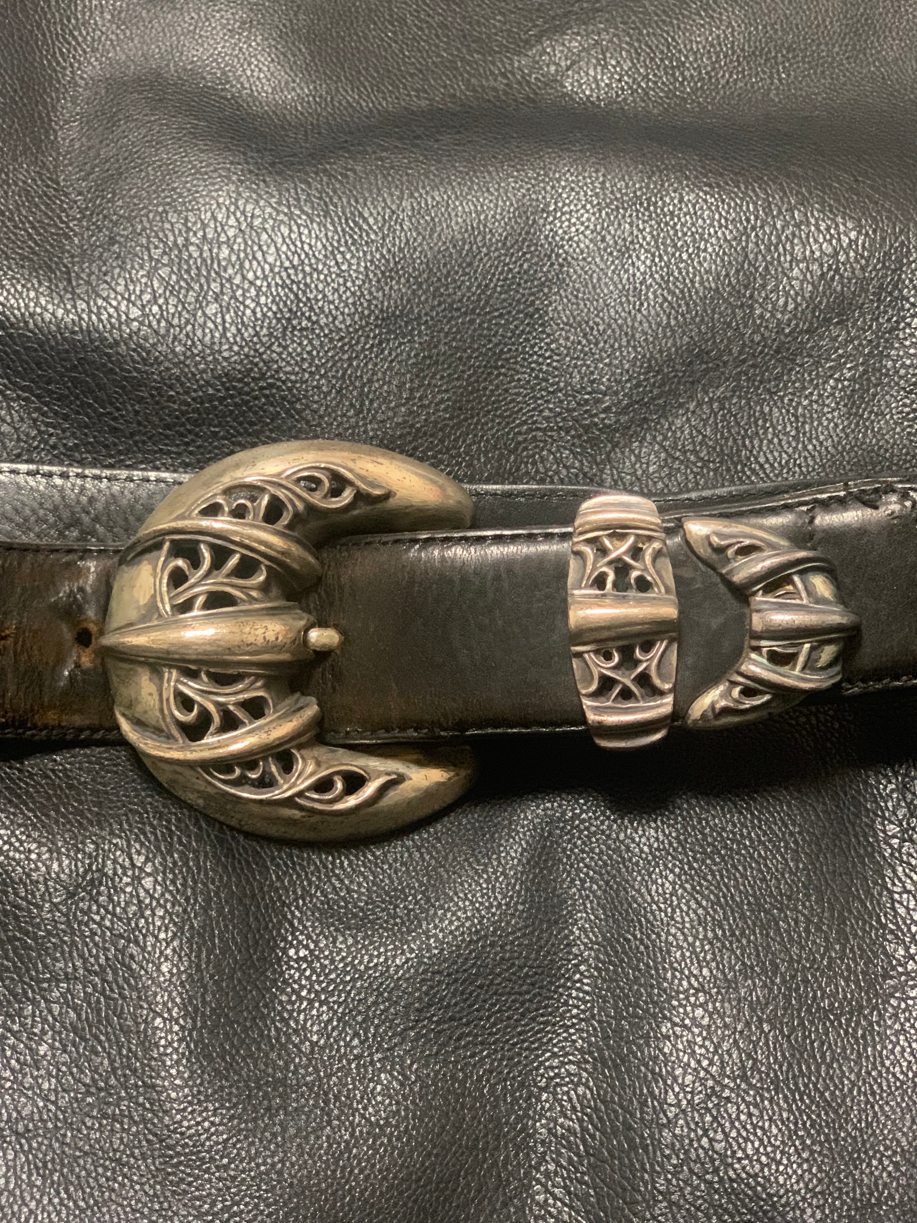 Chrome Hearts Talon 3PC Leather Belt "Black/Silver"