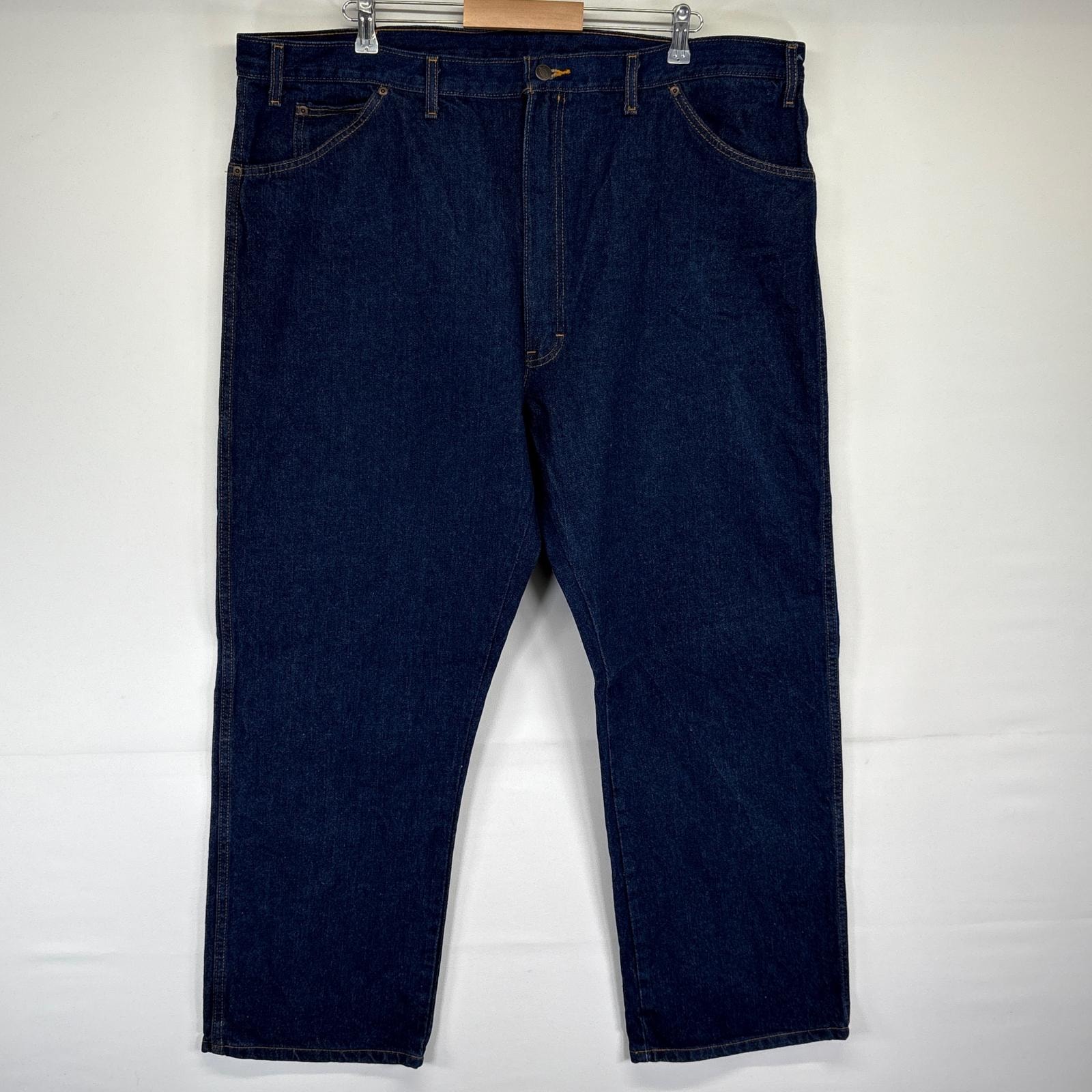 古着 ディッキーズ Dickies デニムパンツ ジーンズ ジーパン 長ズボン ストレート 大きいサイズ ワンポイントロゴ w46 L30 インディゴブルー メンズ