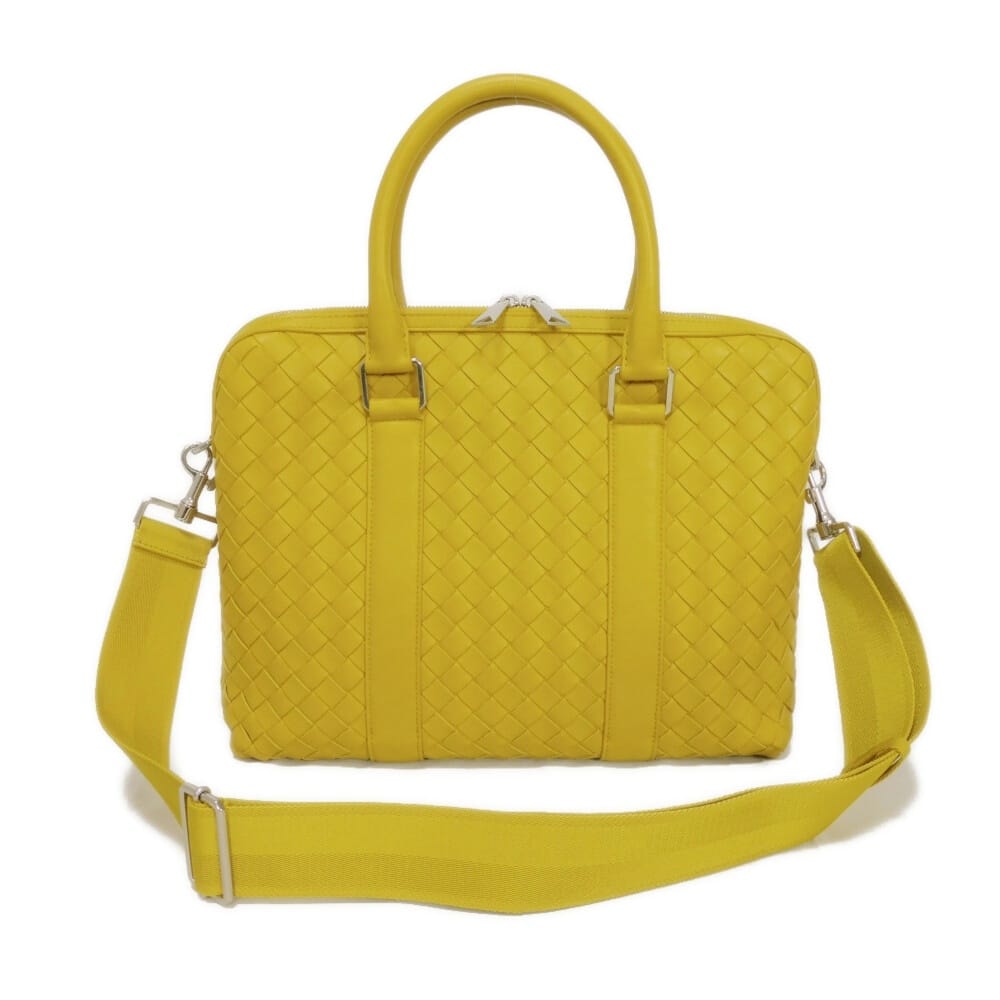 BOTTEGAVENETA ボッテガヴェネタ スリム ブリーフケース 2WAY カーフ ショルダーバッグ RFID ICチップ マキシ イントレチャート イエロー ビジネスバッグ 690702