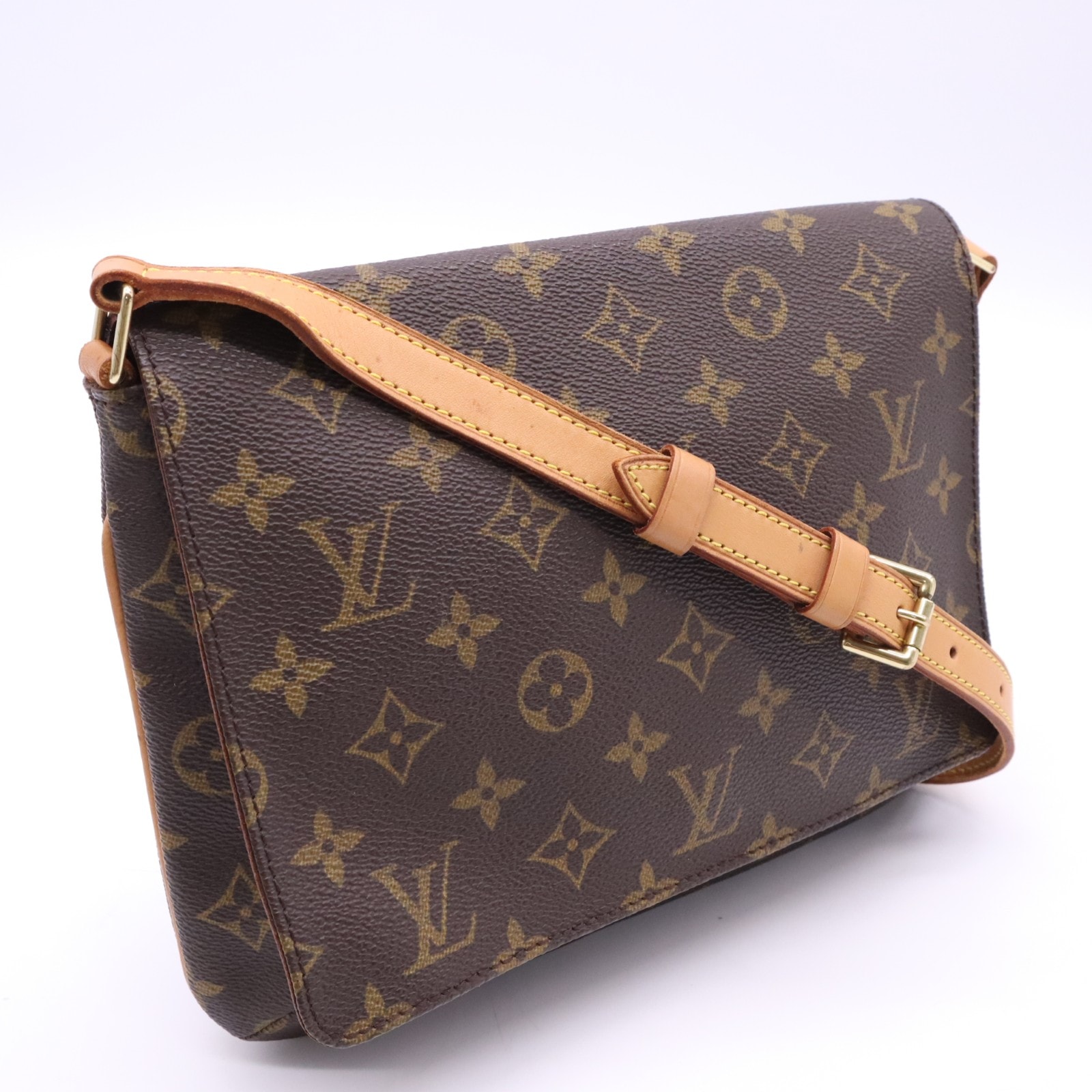 LOUIS VUITTON ルイ・ヴィトン モノグラム ミュゼットタンゴ ショート M51257 ショルダーバッグ ブラウン ベージュ コーティングキャンバス レザー レディース