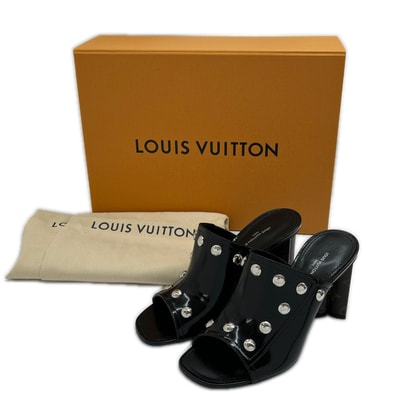 LOUIS VUITTON ルイヴィトン シルエットラインミュール サンダル 39 スタッズ BR1211 ブラック