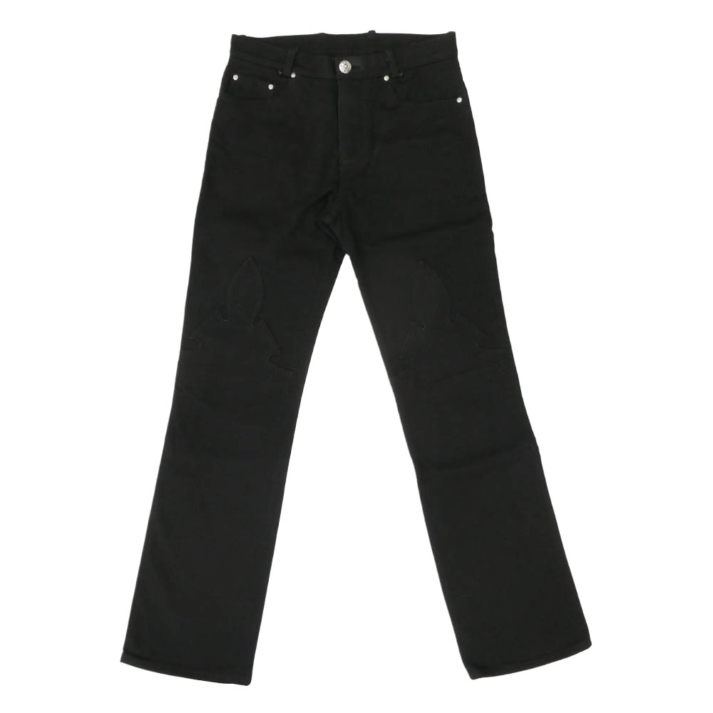 CHROME HEARTS クロムハーツ(原本無) デニムパンツ OLD FLEURKNEE DNM PANTS フレアニー スクロールラベル ホースシューボタン 5P デニムパンツ ジーンズ ブラック系 30R【中古】