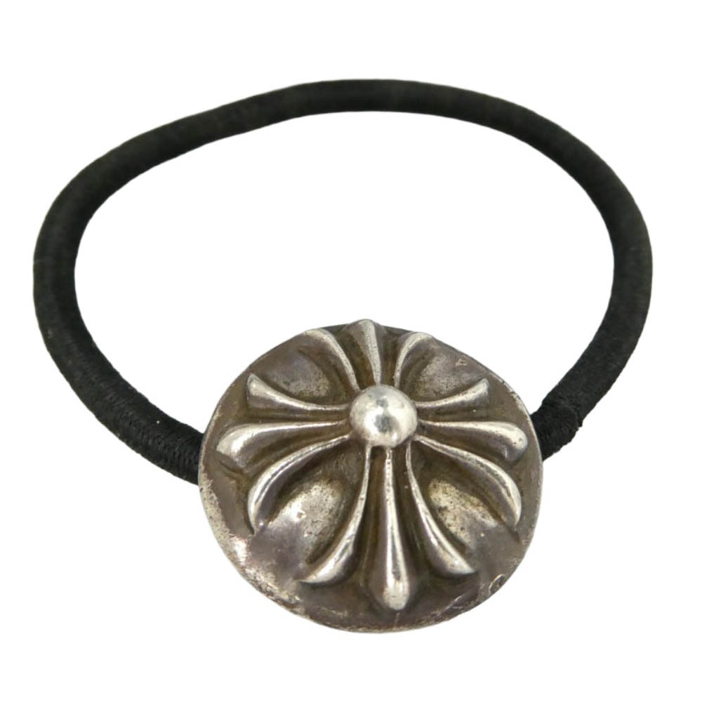 CHROME HEARTS クロムハーツ(原本無) HAIRBAND クロスボール ヘアゴム コンチョ ブラック系 シルバー系【中古】