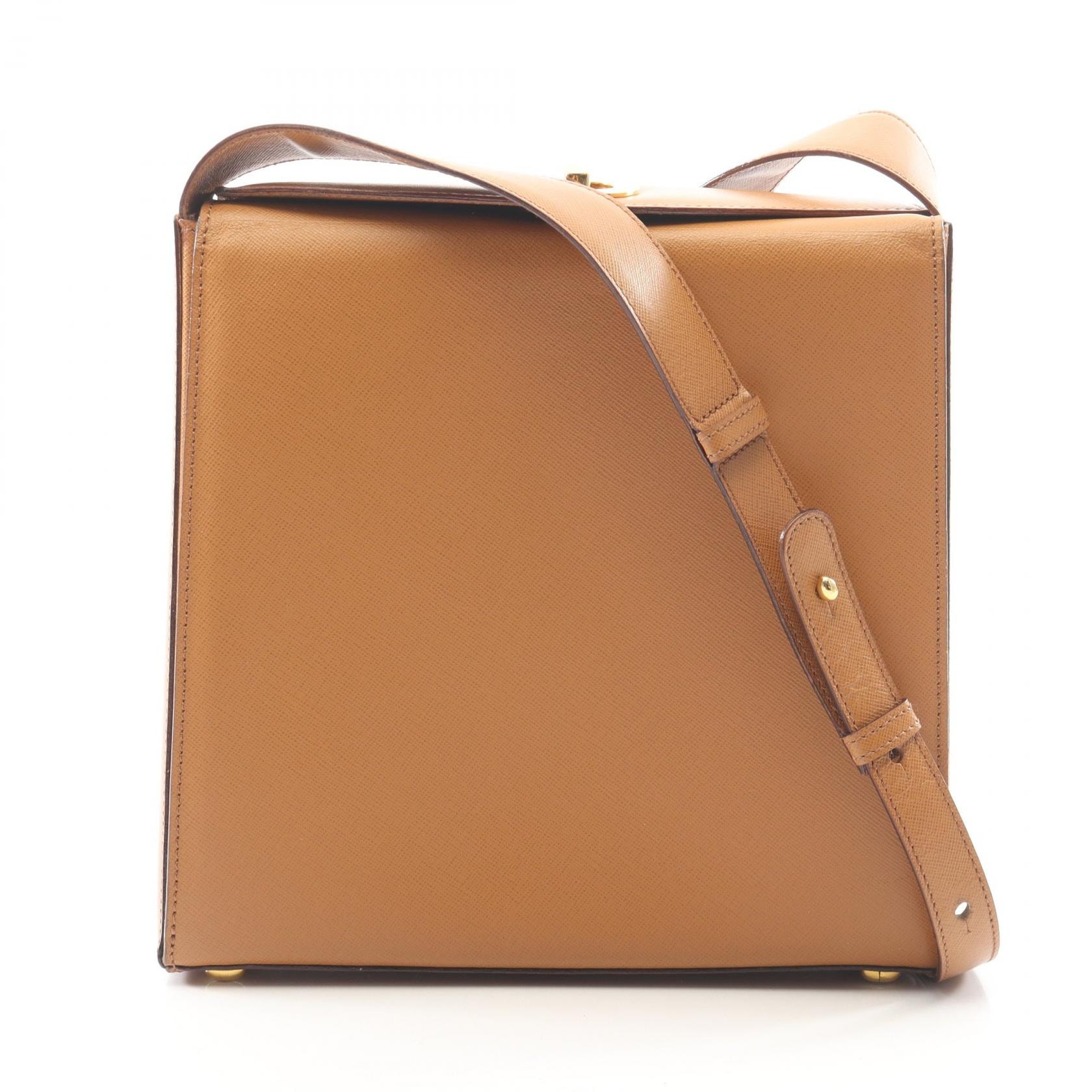 セリーヌ CELINE ターンロック ショルダーバッグ バッグ レザー レディース ブラウン系 【中古】