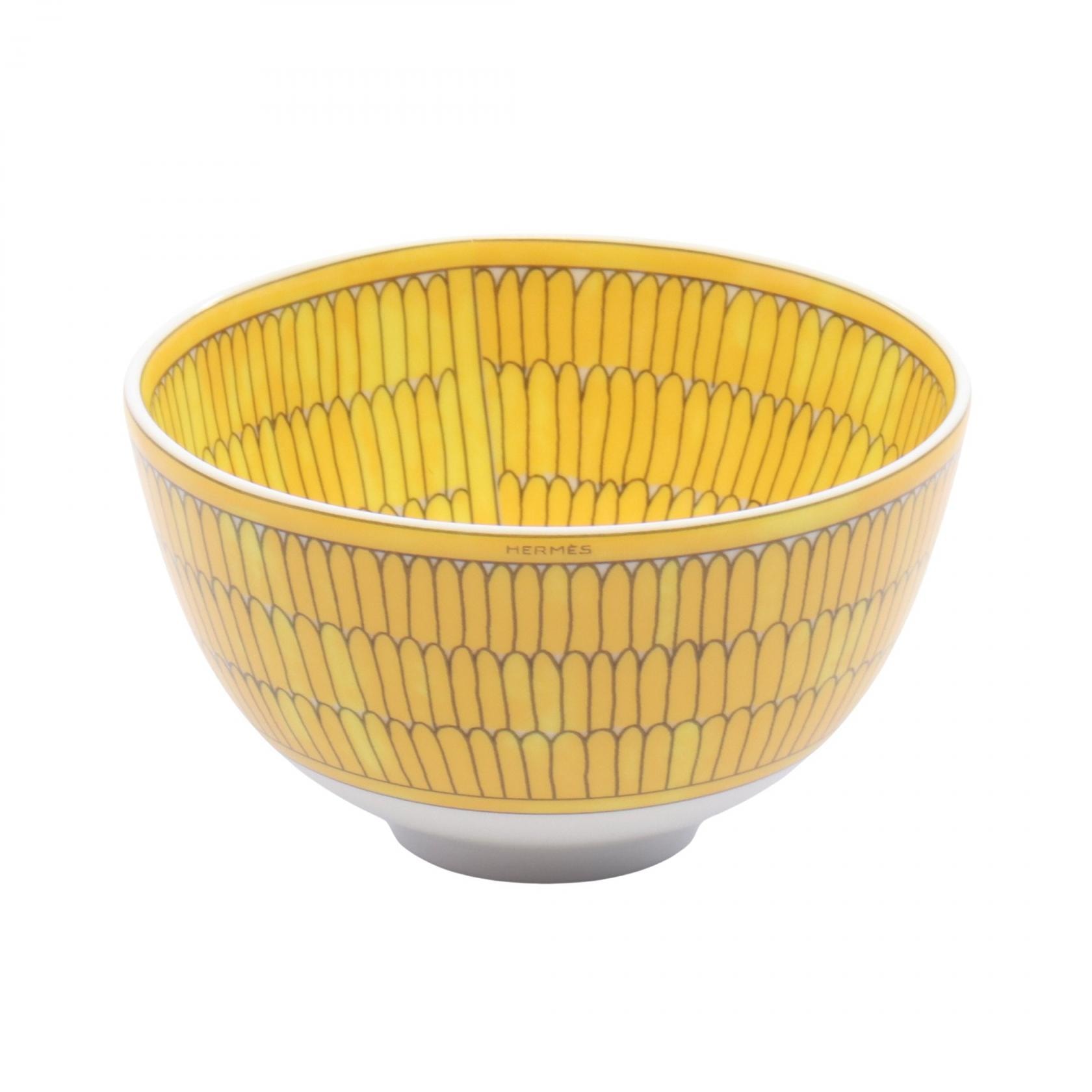 エルメス HERMES ソレイユドゥエルメス ボウルPM 食器 アクセサリー 陶器 ホワイト メンズ レディース イエロー系 / ホワイト系 / グレー系 【中古】